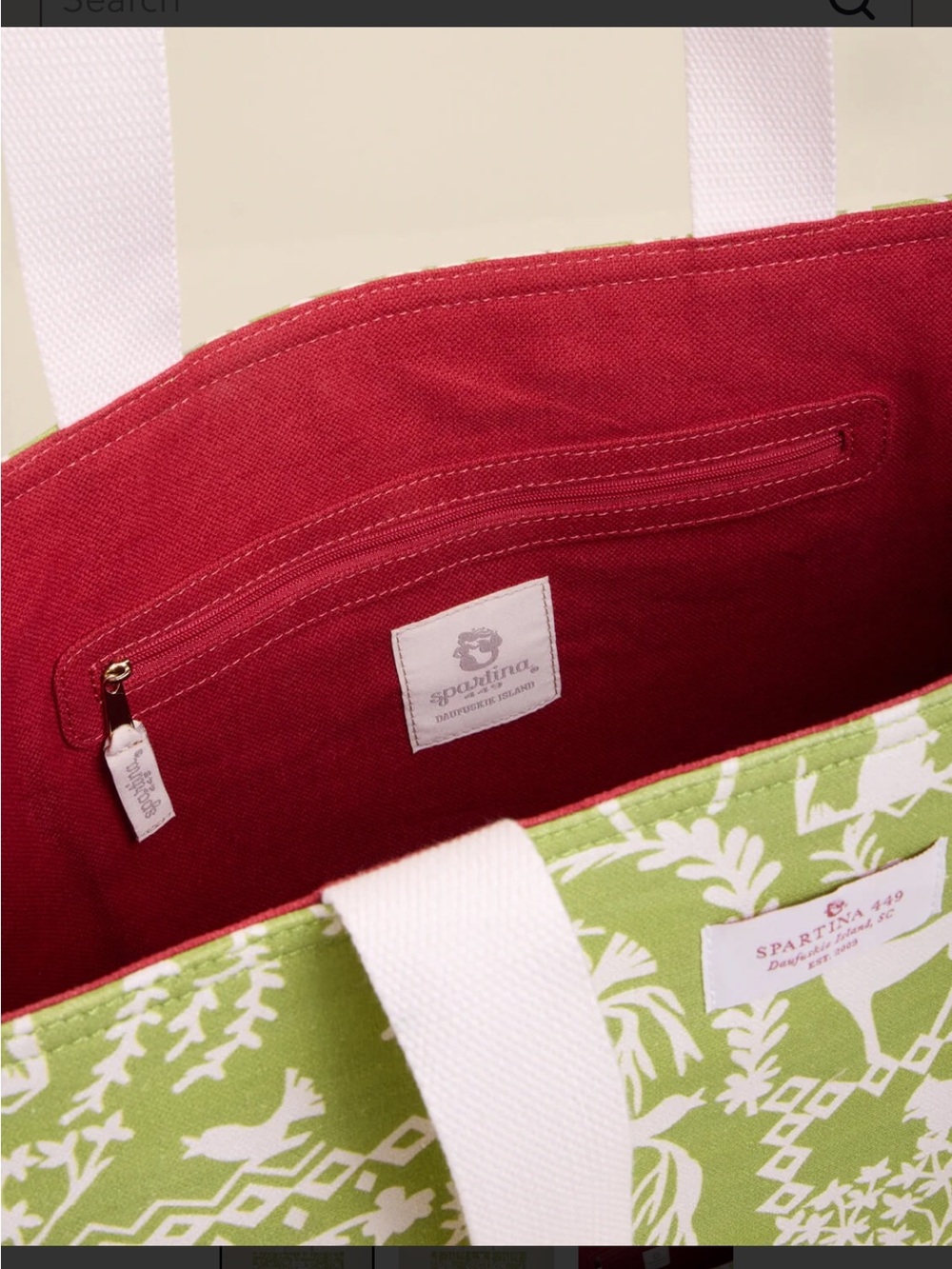 Spartina 449 Green Woodland Shopper Tote Daufuskie Island - Picture 3 of 6